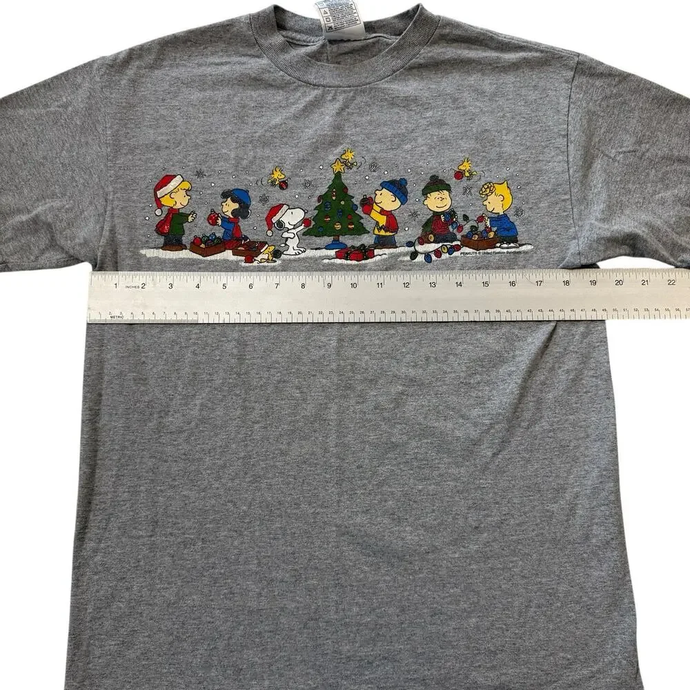 Vintage Charlie Brown T-Shirt Gray Christmas Peanuts‎ Y2K Nostalgia Men’s M - Picture 11 of 12